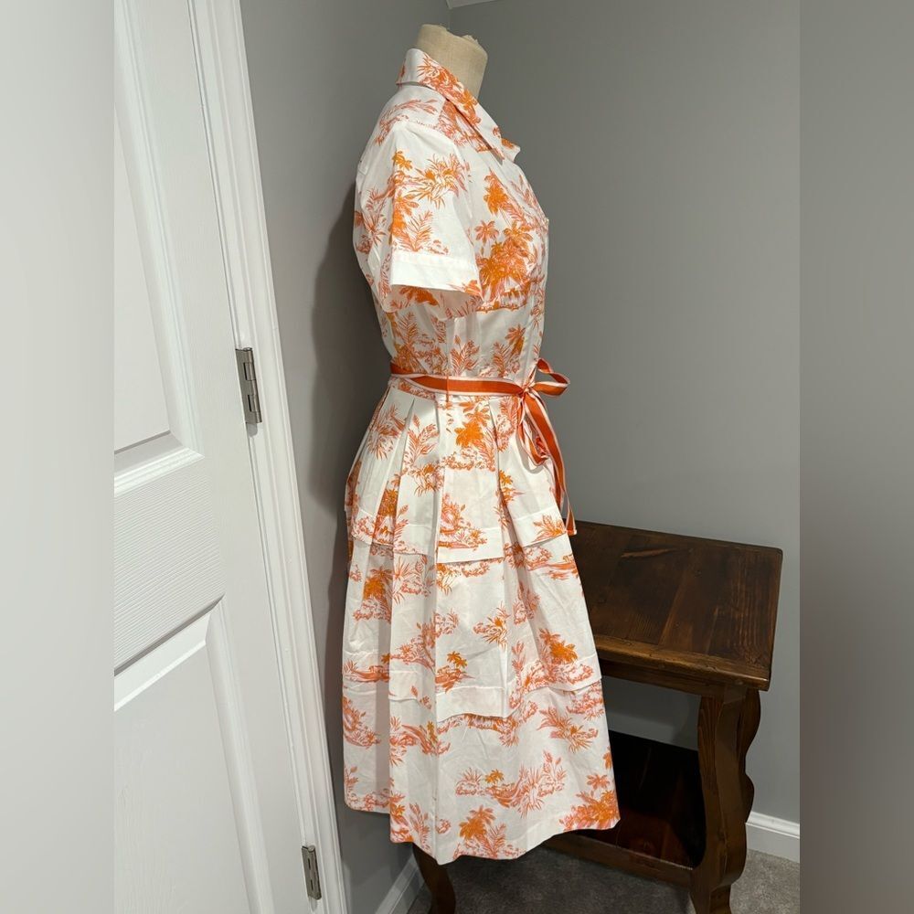 Donna Morgan Short Sleeve Pleated Button Down Midi Dress Size 10 - Picture 8 of 15